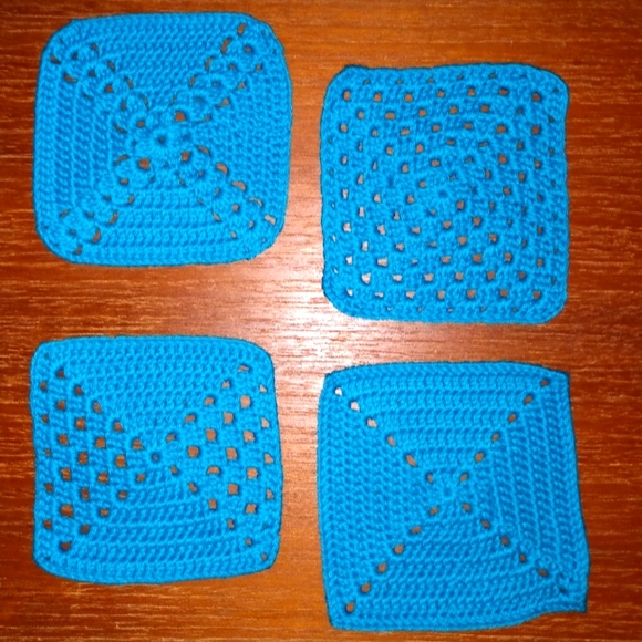 NEW Coasters Set of 4 Simplicity Turquoise Crochet HANDCRAFTED GIFT - Picture 4 of 10